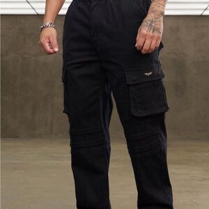 YoungLA Men's Black Cargo Utility Pants